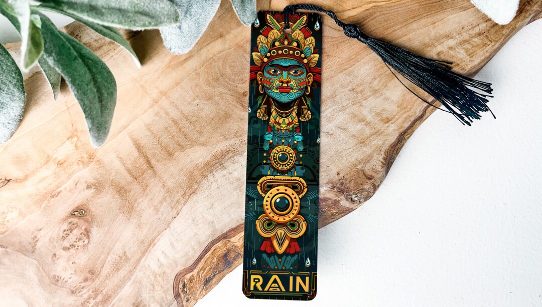 Tlaloc Aztec God Bookmark, Metal Water Symbols, RAIN Theme, Unique Book ...