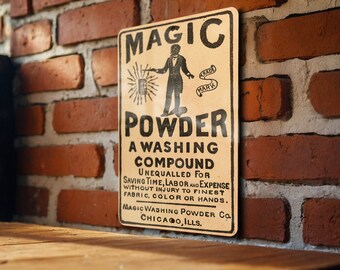Magic Washing Powder Vintage Metal Poster - Retro Laundry Ad, Classic Cleaning Decor