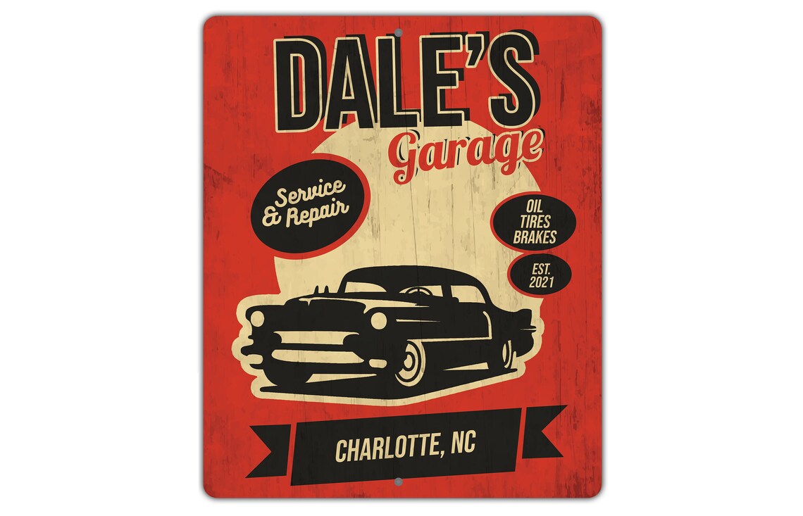 Personalized Metal Garage Sign Rustic/vintage Theme Old Etsy