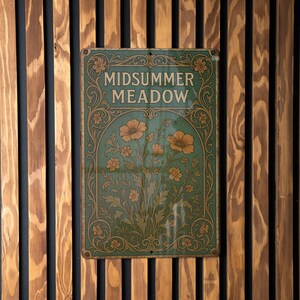Art Nouveau Midsummer Meadow Metal Sign – Vintage Floral Tin Wall Decor ...