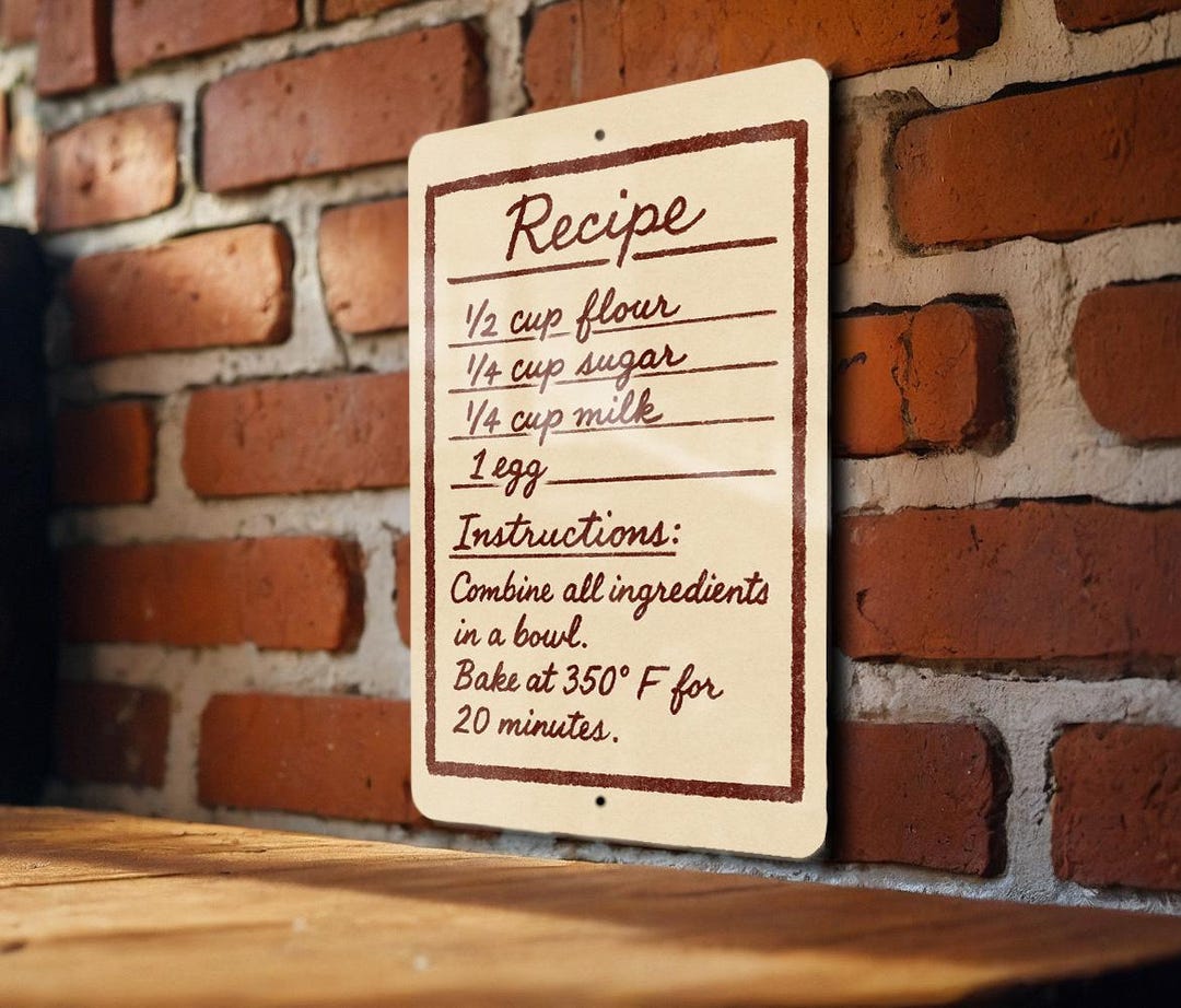 Custom Handwritten Recipe Metal Sign – Personalized Kitchen Wall Art ...