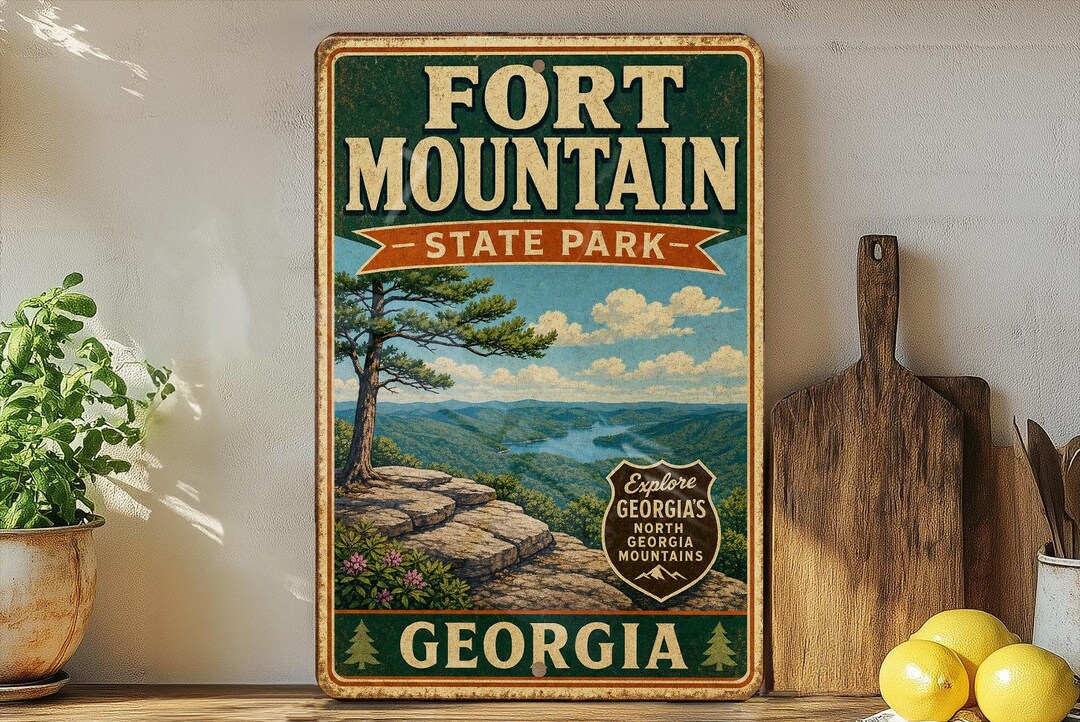 Fort Mountain State Park Georgia Vintage Style Metal Sign, Fort ...
