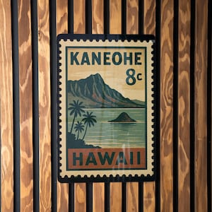 Kaneohe Hawaii Metal Sign – Retro Postage Stamp Design Featuring