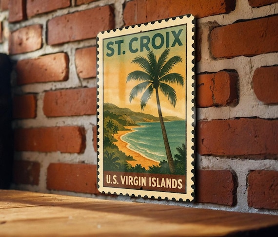 St Croix US Virgin Islands Metal Sign – Vintage Stamp Style Wall