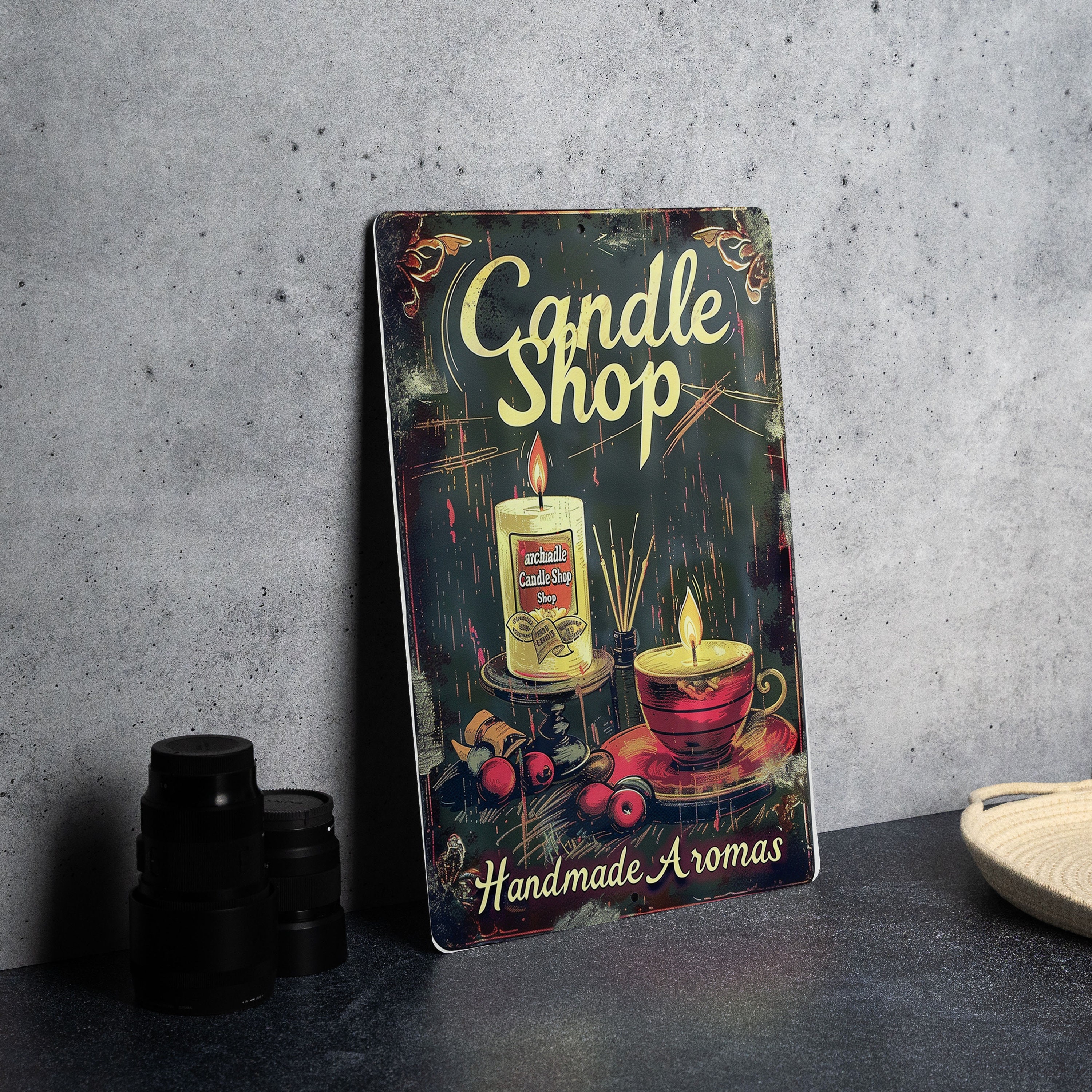 Handmade Candle Shop Metal Sign - Vintage Style, Aromas, Home Decor, Scented Candles, Wall Art