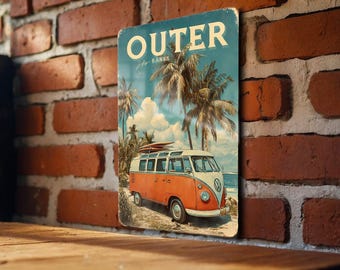Retro Outer Banks Travel Poster Tin Sign – Vintage-Style Outer Banks Wall Decor for Beach House or Man Cave Gift