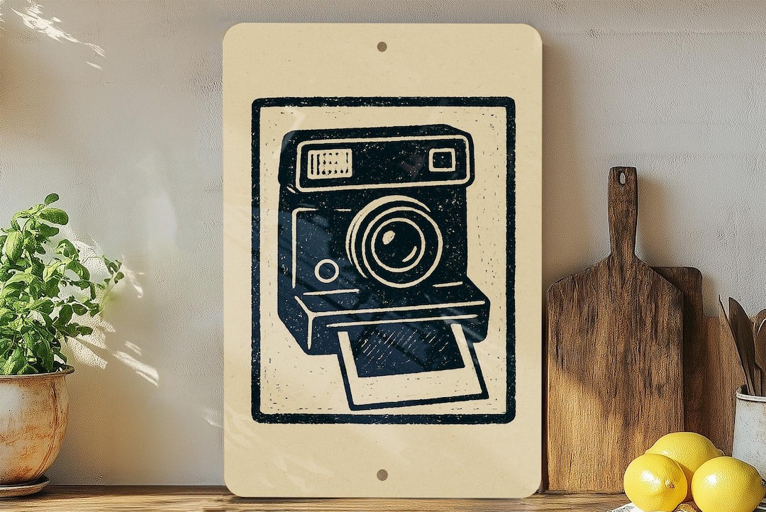 Rusty Camera. Sign Vintage Instant Camera Metal Sign – Retro Stamp Style Wall Art With ...