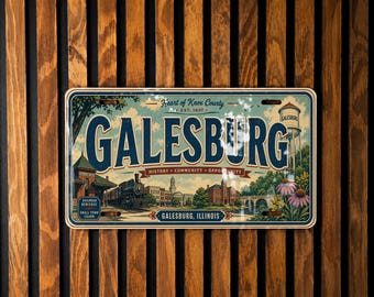 Galesburg Illinois Retro Style License Plate Souvenir Tag Car Plate Decor Gift for Galesburg IL Travel Fans
