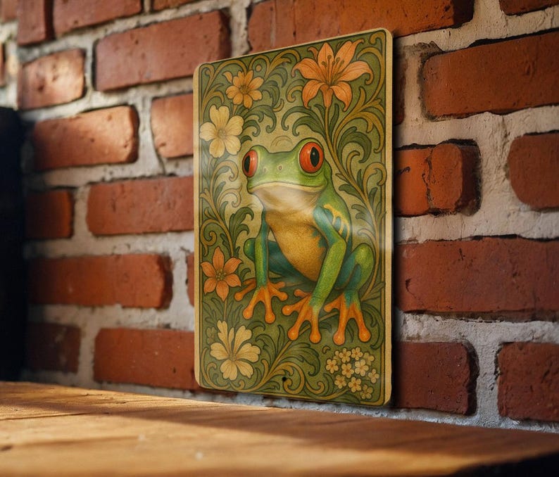 Tree Fog Sign Red-eyed Tree Frog Metal Sign – Belle Époque Floral Wall Art, Vintage ...