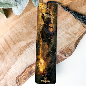 Spellcaster   Metal Bookmark, Powerful Wizard, Glowing Staff, Magic Spell, Unique Bookmark