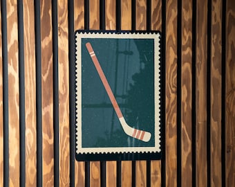 Hockey Stick Metal Sign – Rustic Stamp Style Wall Art for Man Cave, Sports Bar, Garage, Hockey Decor Gift