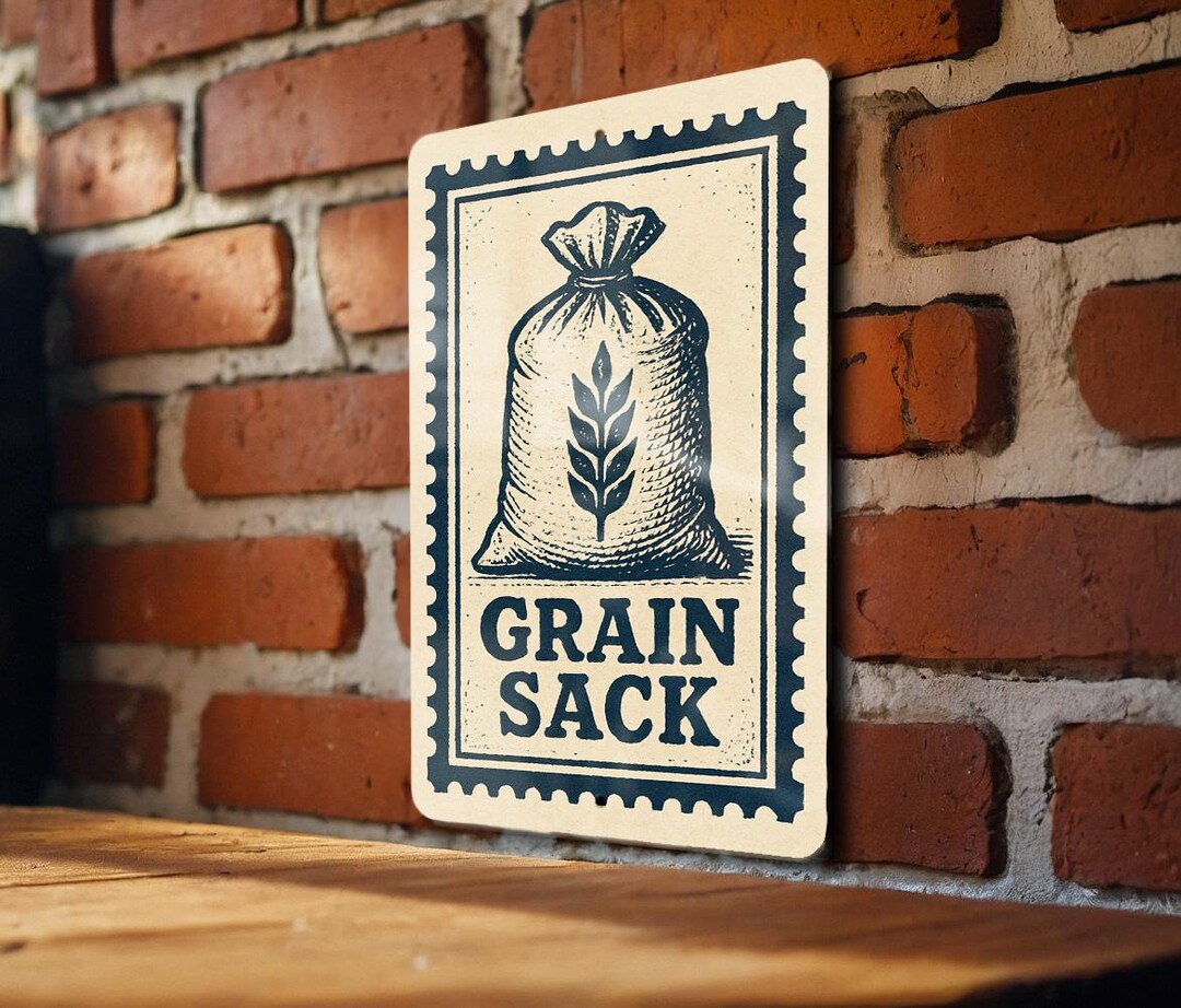 Grain Sack Metal Sign Vintage Farmhouse Decor | Rustic Stamp Style Wall ...
