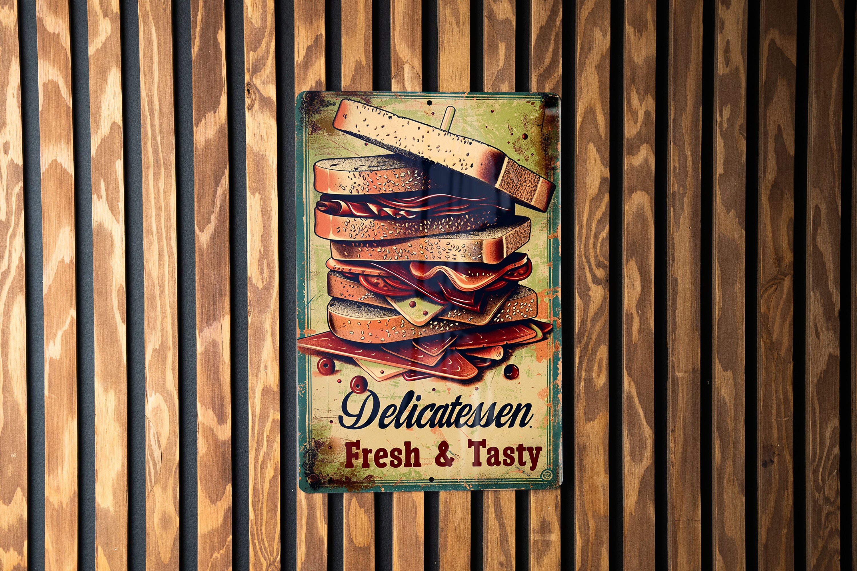 Custom Signs Deli Delicatessen Metal Sign, Cold Cuts, Fresh Sandwiches, Tasty Vintage ...