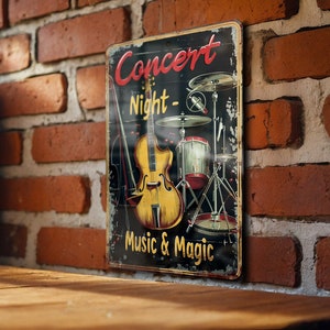 Concert Night Vintage Metal Sign Music Notes, Magic Style, Aluminum ...