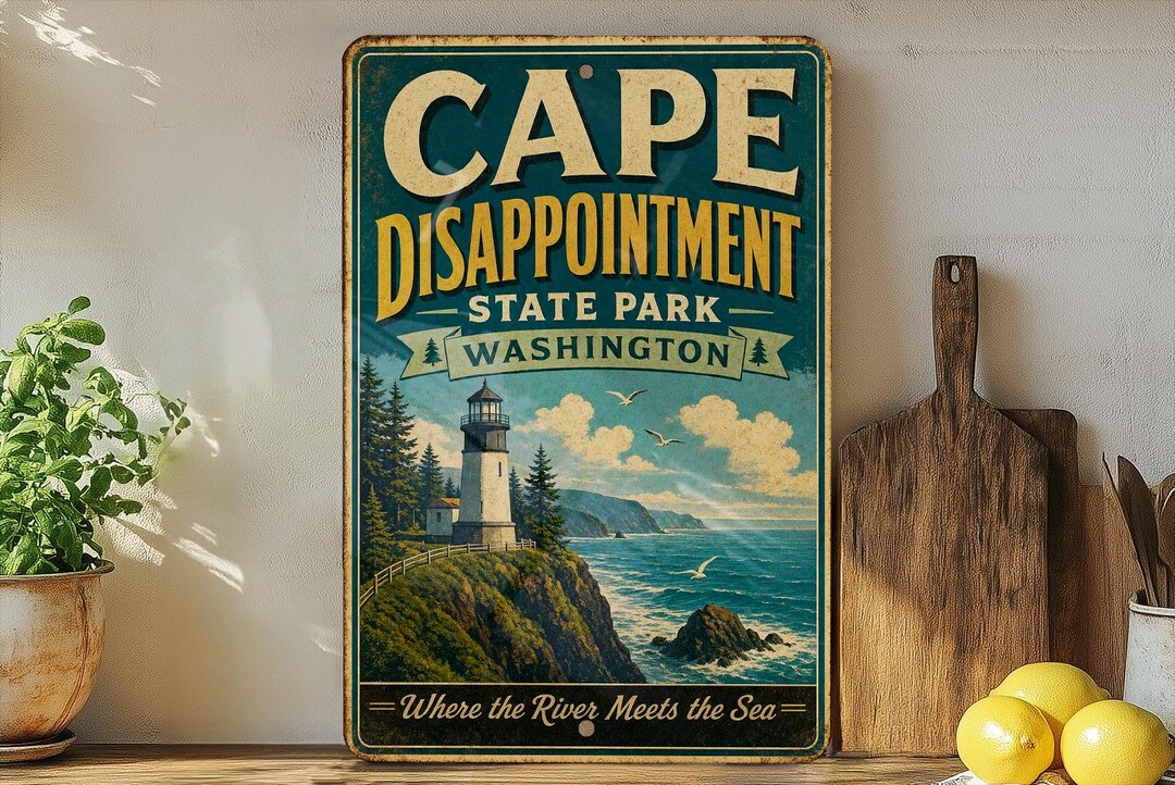 Cape Disappointment State Park Washington Vintage Style Metal Sign ...