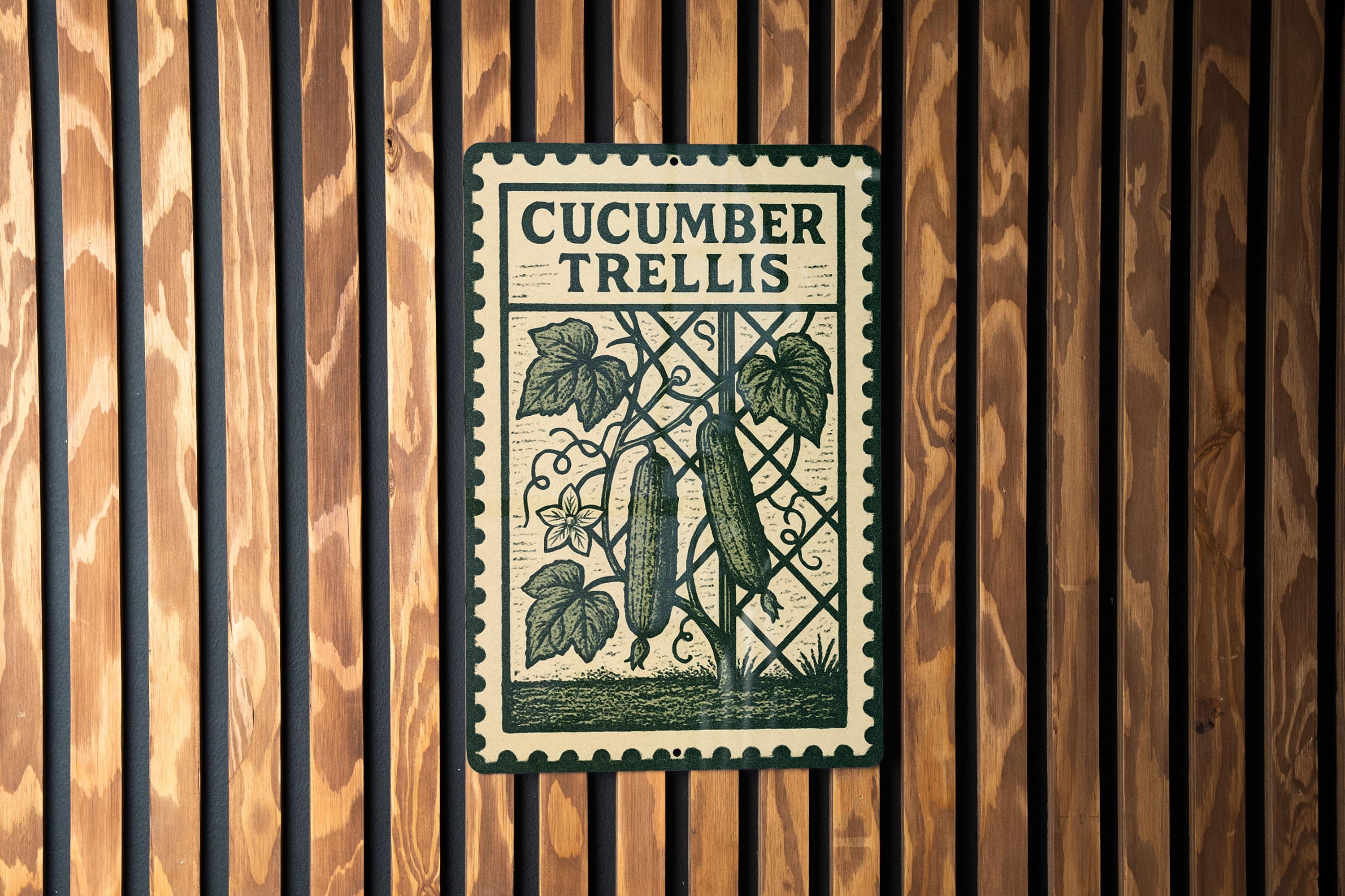 Trelis Sign Cucumber Trellis Metal Sign – Rustic Garden Decor, Vintage Farmhouse ...