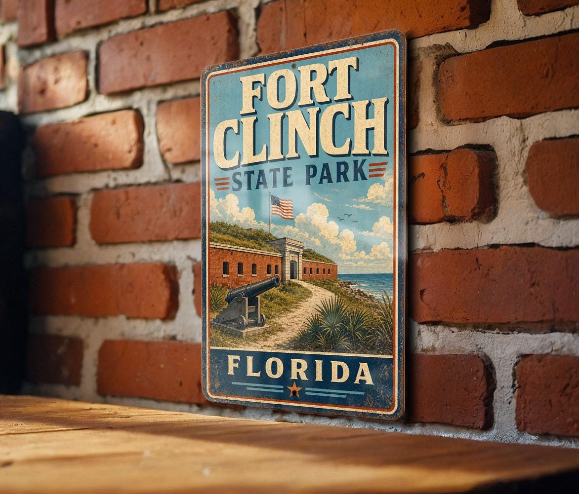 Fort Clinch State Park Florida Vintage Style Metal Sign, Amelia Island ...