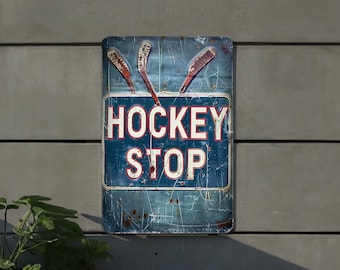 Vintage Hockey Metal Sign, Retro Wall Decor, Hockey Fan Gift, Man Cave Accessory, Sports Room Art