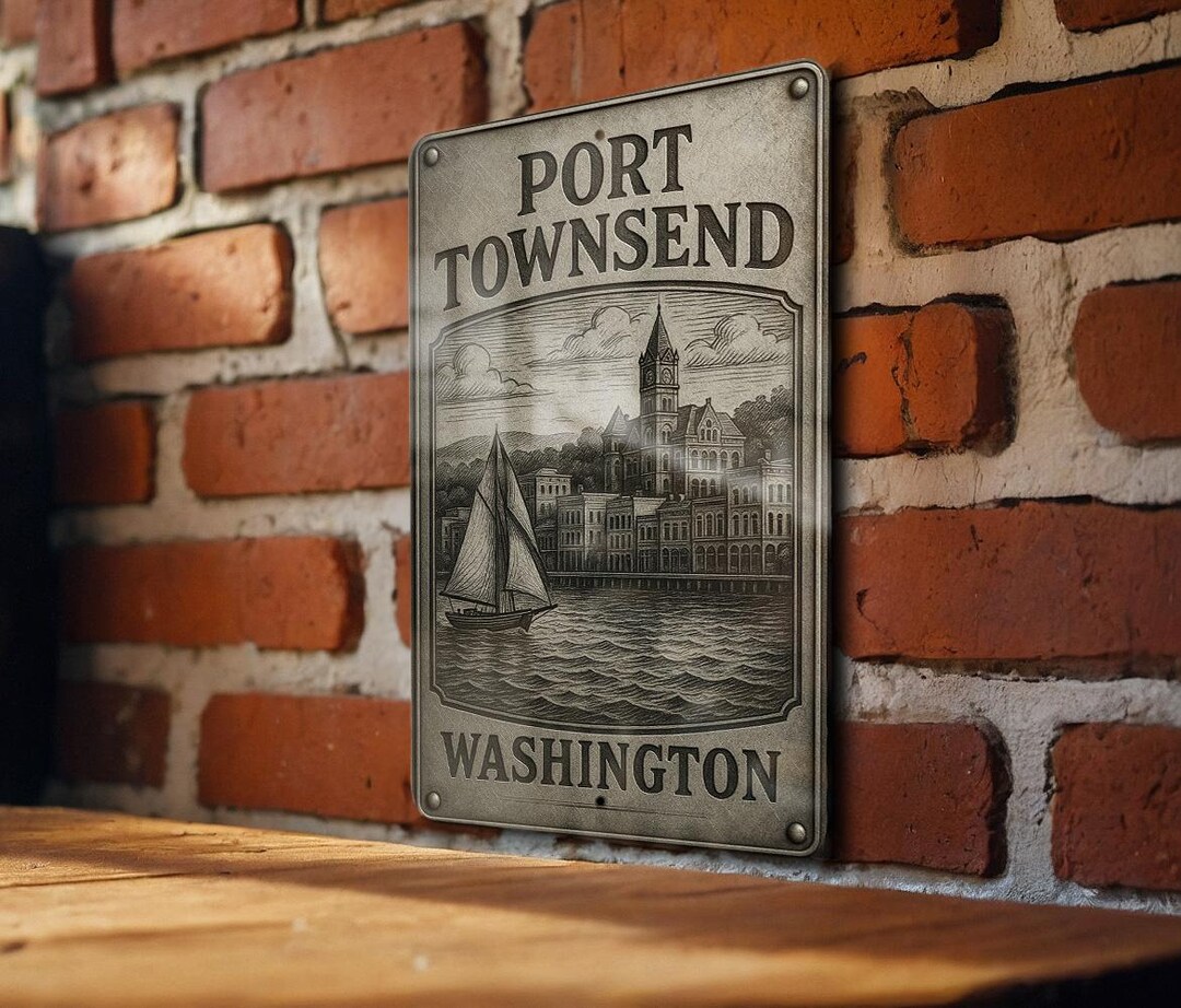 Townsend Sign Port Townsend Washington Metal Sign – Engraved Brushed Steel Look ...