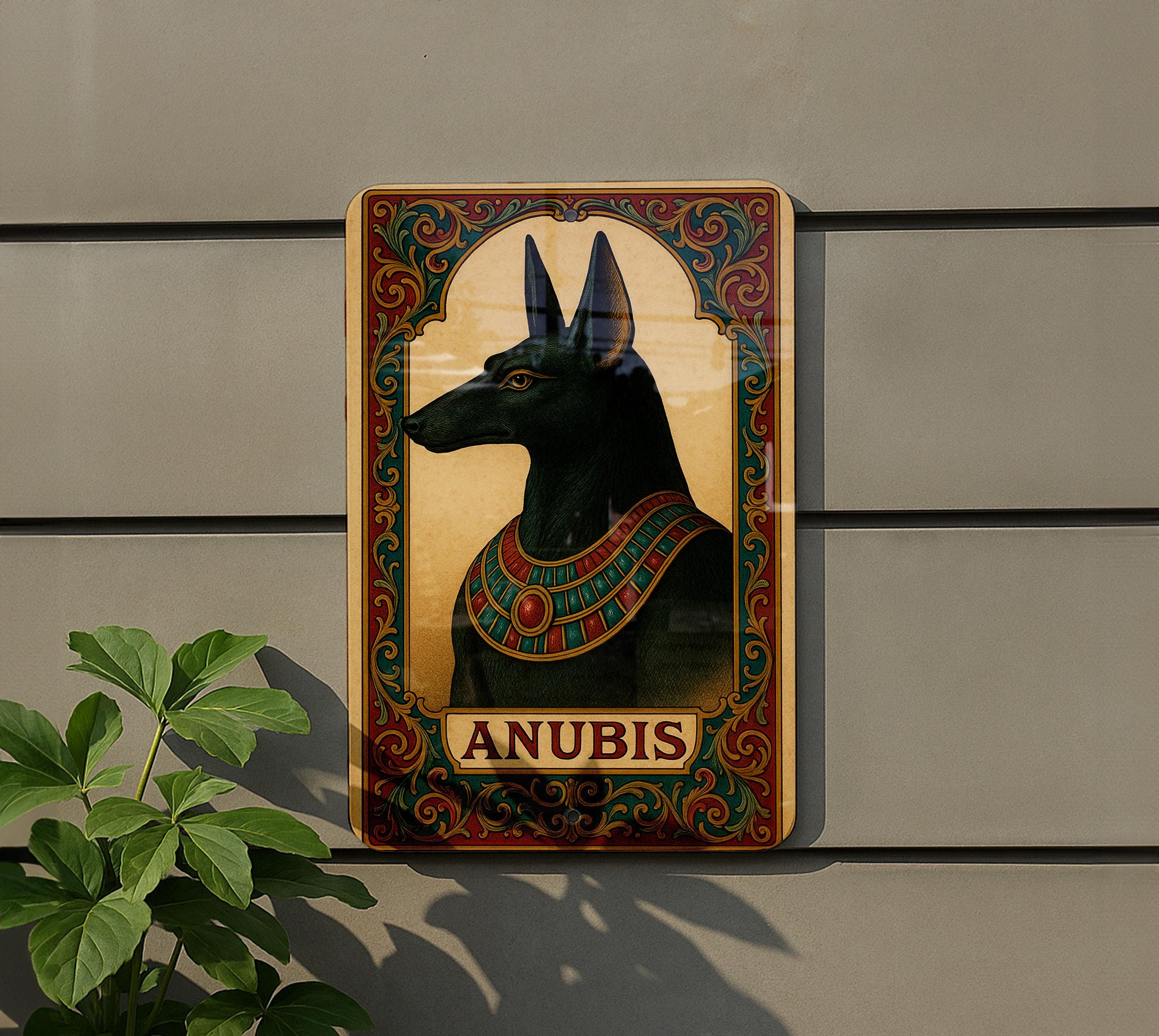Victorian Anubis Jackal Metal Sign – Chromolithograph Style, Ornate ...