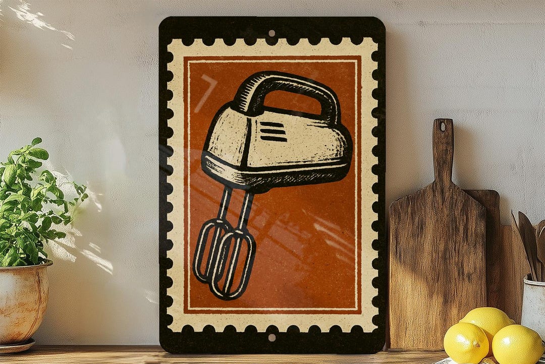 Vintage Hand Mixer Metal Sign – Retro Kitchen Wall Decor, Farmhouse ...
