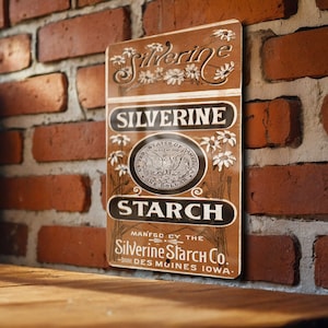Silverine Starch Vintage Metal Poster - Retro Laundry Ad, Classic Starch Decor