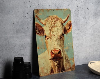 Charolais Cattle Vintage Aluminum Sign, Metal Wall Decor, Rustic Farmhouse Style, Collectible Signs, Agricultural Gift