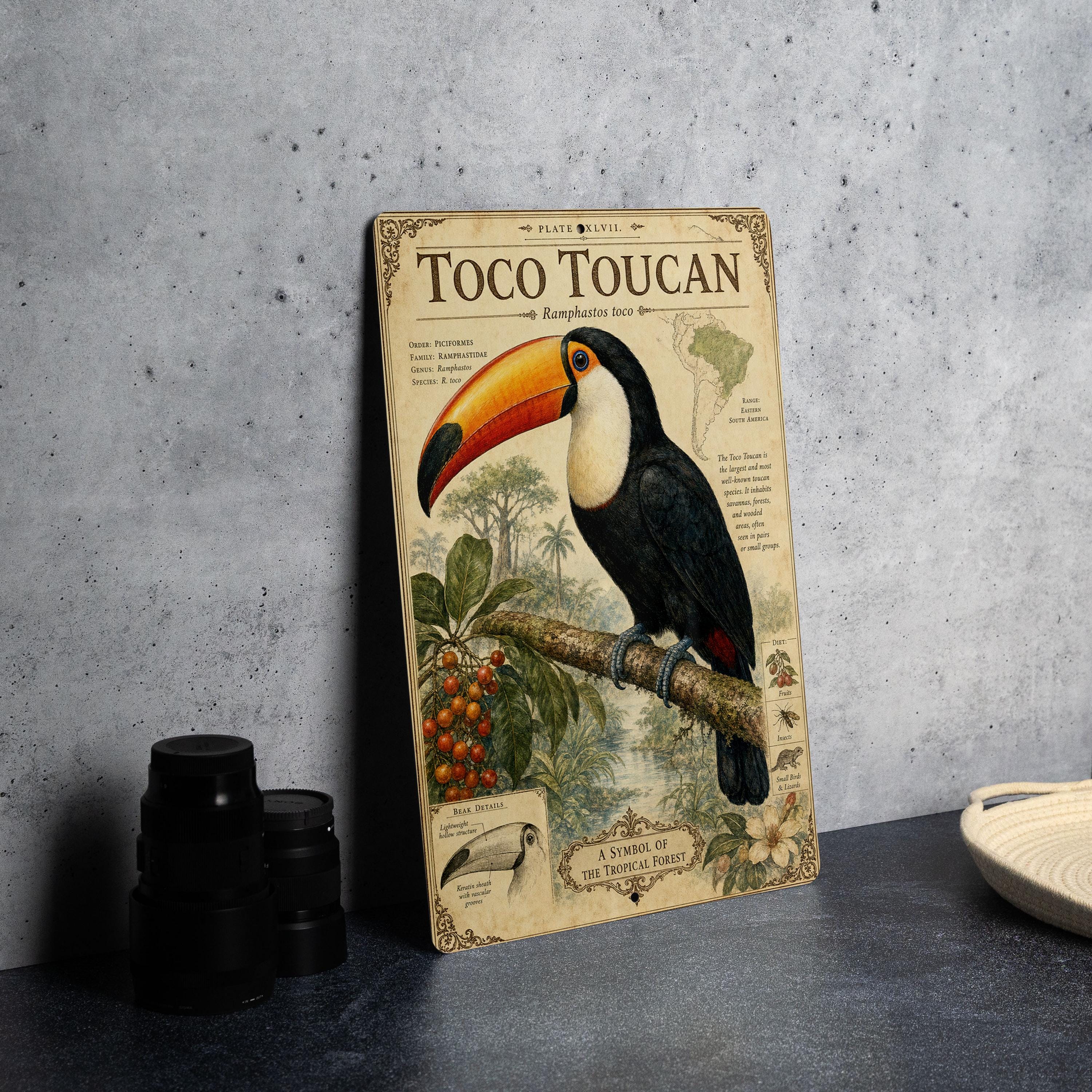 Toco Toucan Metal Sign Vintage Natural History Bird Illustration ...