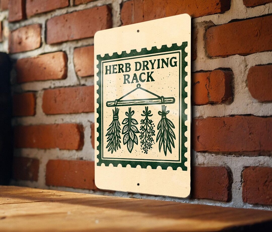 Drying Rack Sign Herb Drying Rack Metal Sign – Vintage Farmhouse Kitchen Wall Art ...