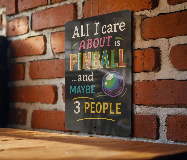 Funny Pinball Metal Sign – Chalkboard Style Wall Art With Color Text ...