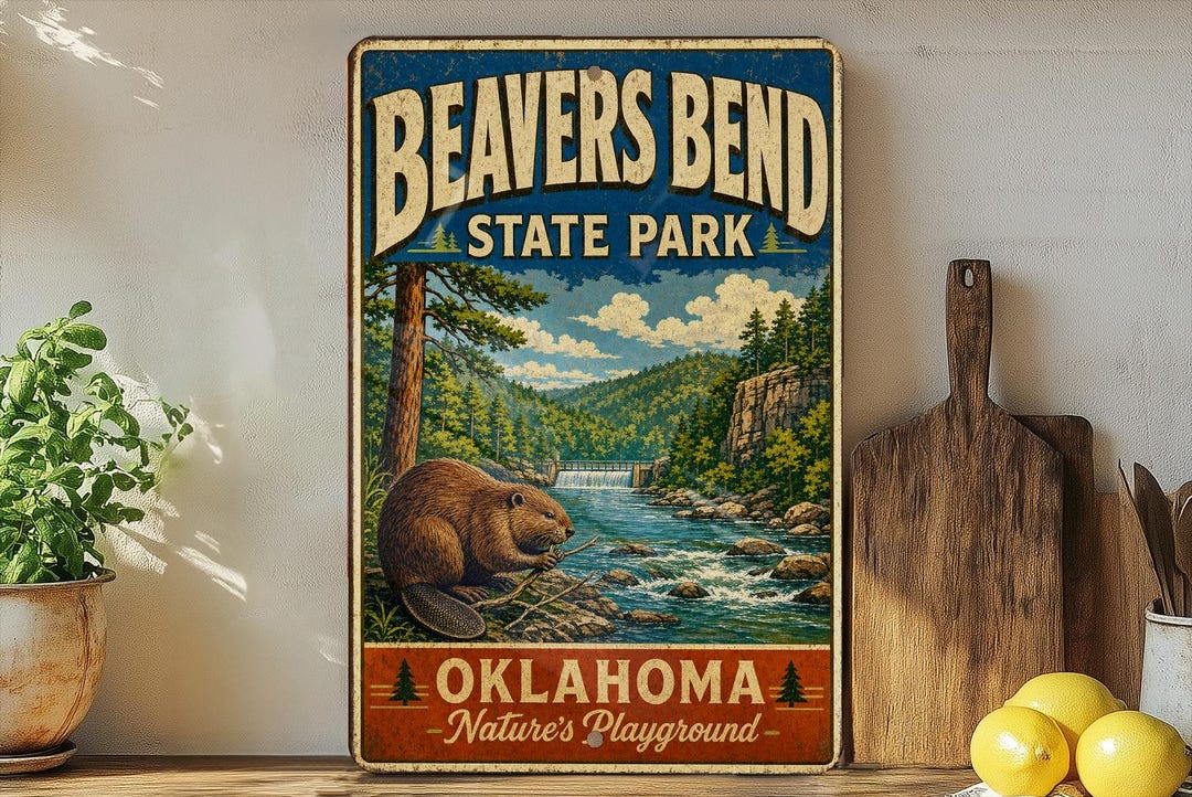 Beavers Bend State Park Oklahoma Vintage Style Metal Sign Cabin Lake ...