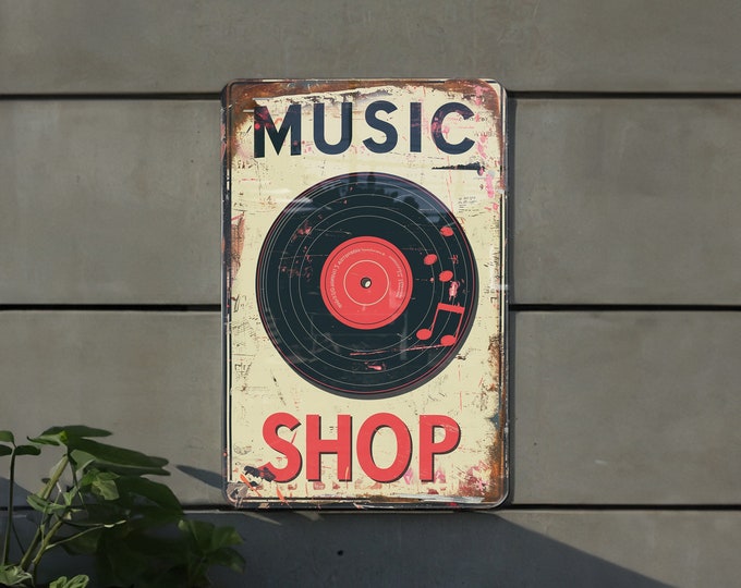 Stereo. Shop Sign Metal Sign RECORD SHOP Vinyl Albums Indie Record Store Day Records ...