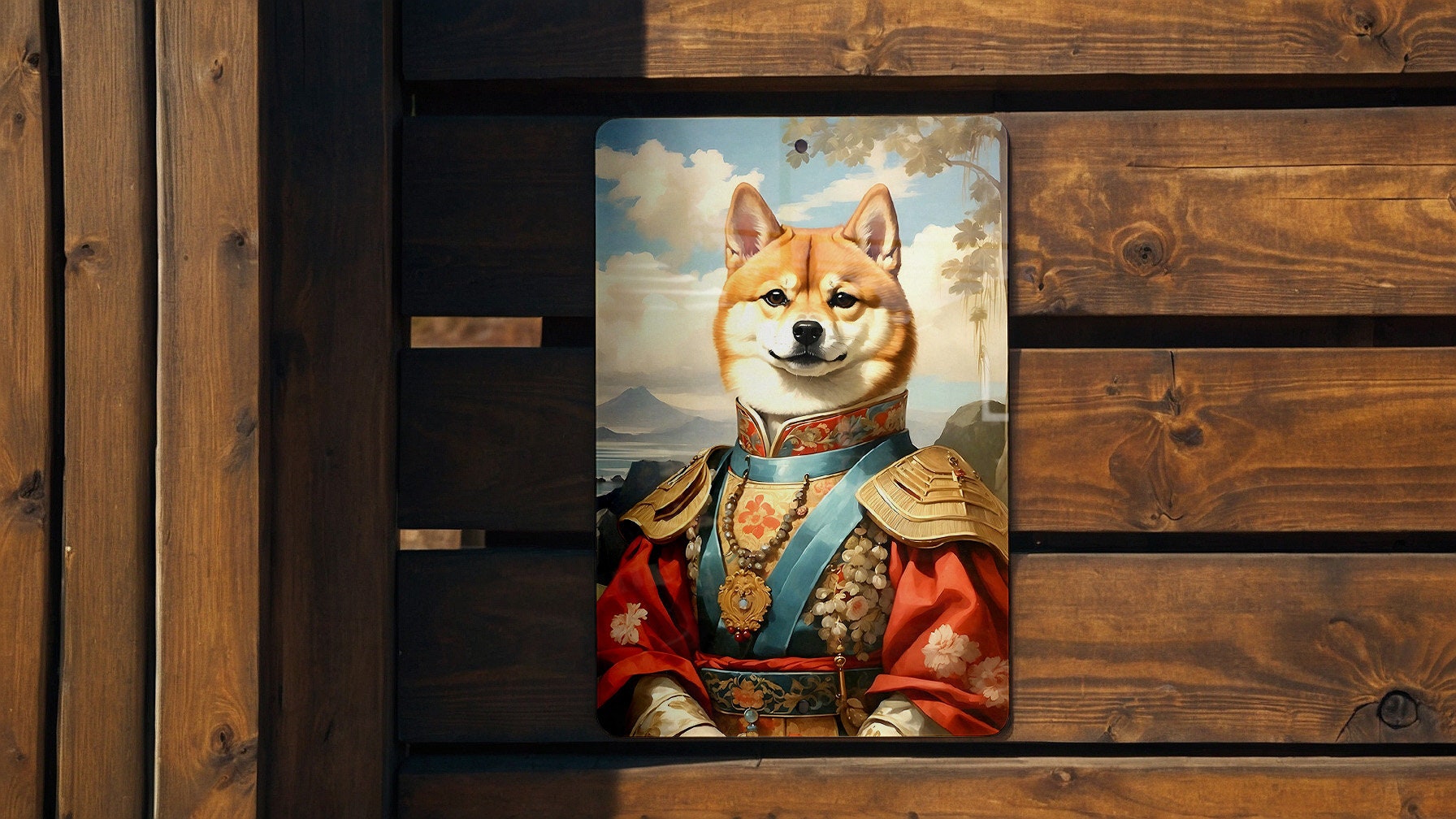 Victorian Samurai Shiba Inu Metal Sign - Warrior Spirit, Noble