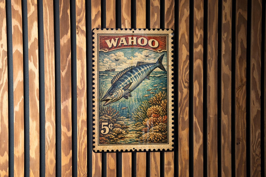 Wahoo Sign In Wahoo Vintage Stamp Style Metal Sign, Wahoo Nebraska Souvenir Wall ...