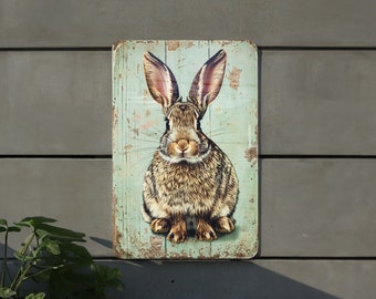 Mini Rex Rabbit Vintage Metal Sign, Funny Rabbit Decor, Wall Art, Bunny Lover Gift, Retro Home Decor