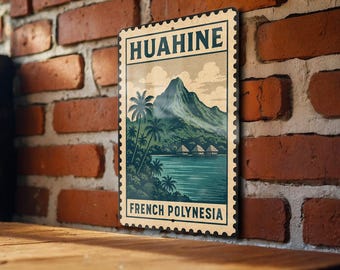 Huahine French Polynesia Vintage Stamp Metal Sign – Island Wall