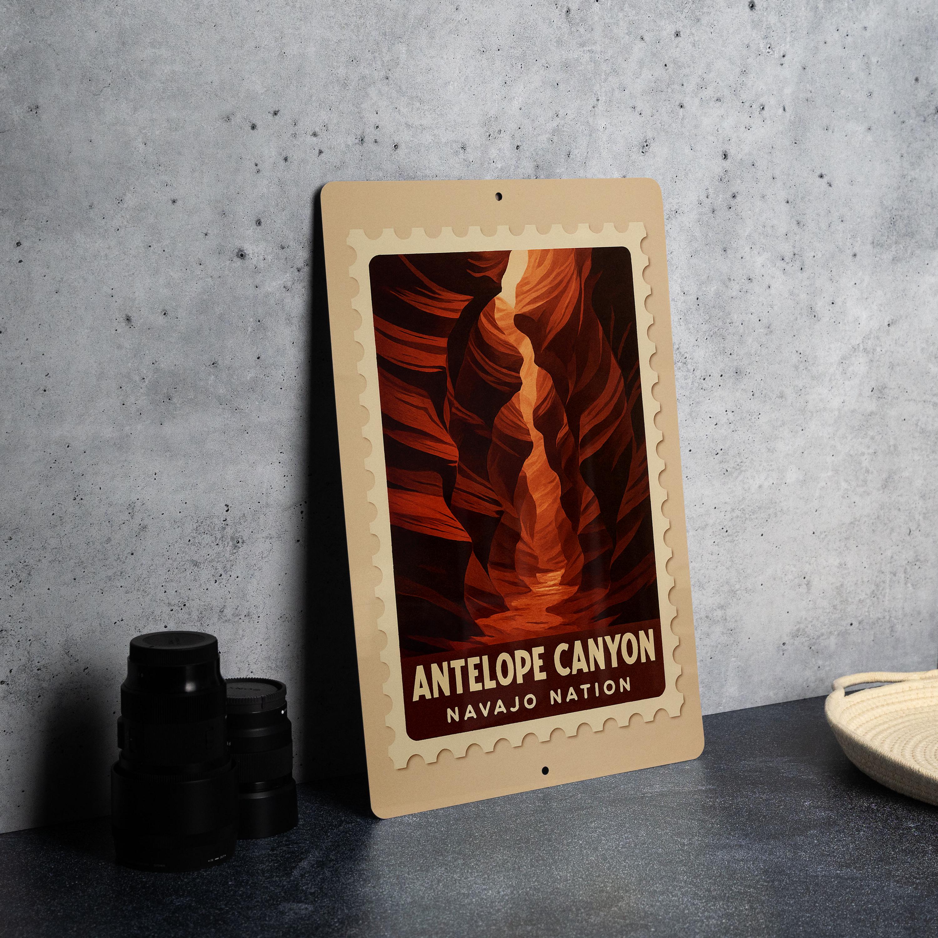 Antelope Canyon Metal Sign – Vintage Stamp Style Wall Art, Navajo ...