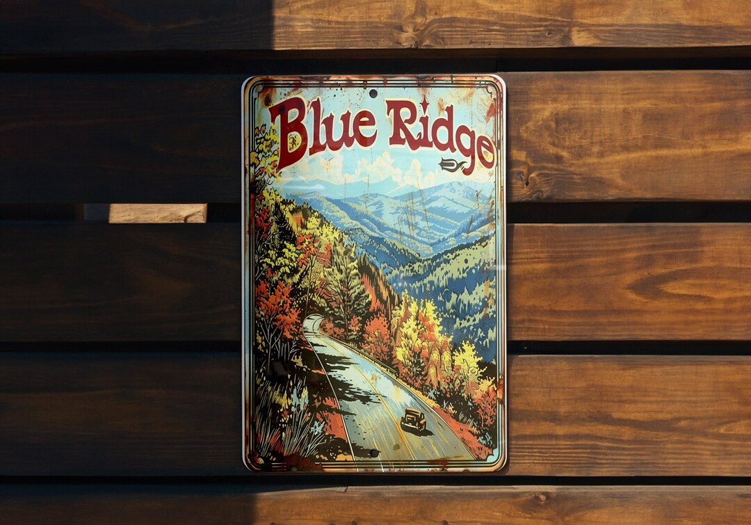 Asheville Blue Ridge, Vintage Metal Sign, Mountain Escape Decor, Retro ...