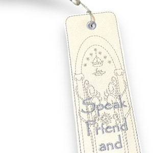 Elven Door Bookmark, Tolkien Inspired, Durin, Speak Friend, Bookmark, quitter strip, Embroidered and handmade,  gift for Father