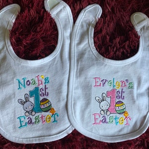 Baby's First Easter Bib Personalized with Your Little Ones Name and Customized with your Color Choice