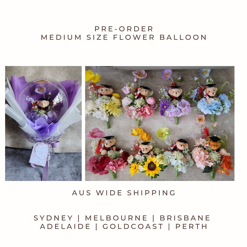 Medium bubble balloon bouquet flower graduation gift unique gift custom balloon congratulation gift personalised gift teddy bear graduation image 4