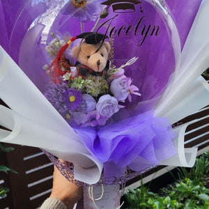 Medium bubble balloon bouquet flower graduation gift unique gift custom balloon congratulation gift personalised gift teddy bear graduation image 2