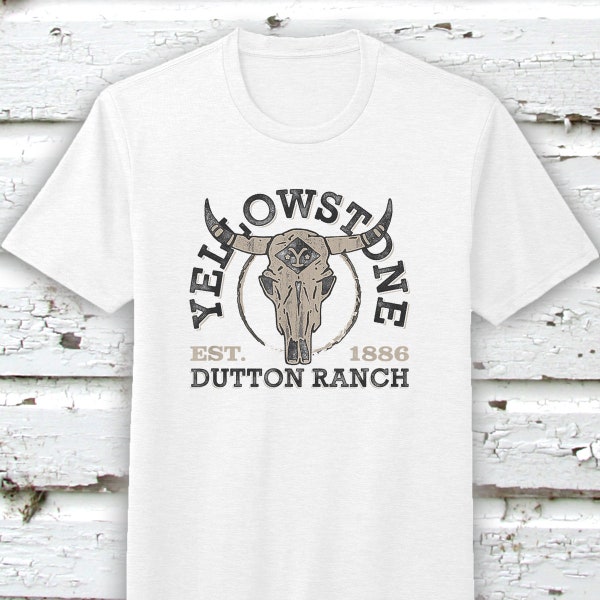 Yellowstone Dutton Ranch Bull Skull - Camisa de Dutton Ranch, Camisa de yellowstone TV Show, Yellowstone Ranch, Camisa de Dutton