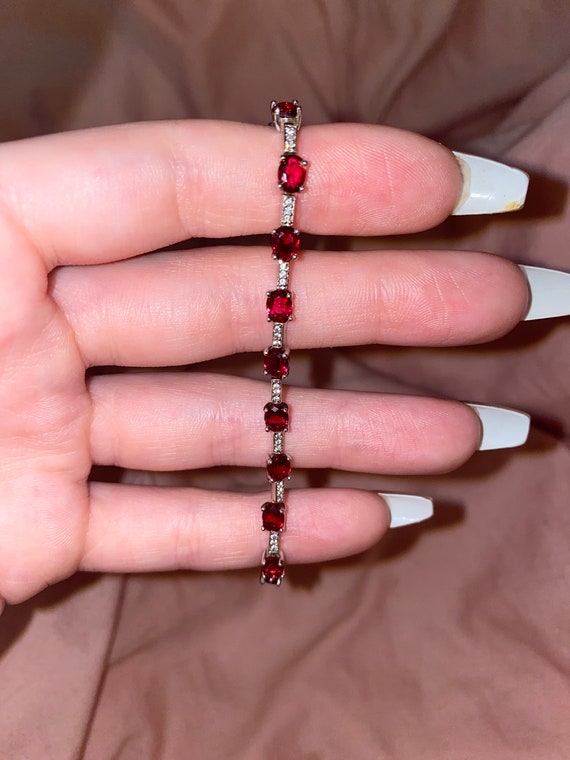 Real Ruby and Swarovski Crystal Bracelet