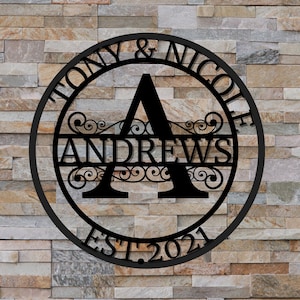 Personalized Family Name Metal Sign, Last Name Sign, Initial, Metal Monogram, Door , Housewarming Gift, Wedding Monogram, Anniversary