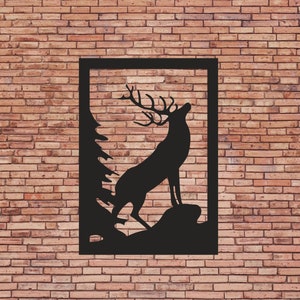 Metal Deer Wall Decor,Mountain Wall Art,Outdoor sign,Housewarming Gift,Livingroom Decoration, Animal Art,Nature Lover Decor,Deer Hunter Gift