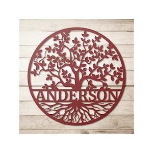 Personalized tree of life metal sign Custom metal Family Last Name tree sign Metal Wall Art Front Door Decor Housewarming Gift Wedding Gift