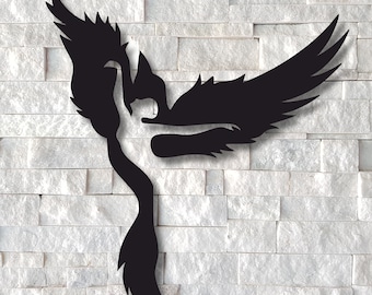 Lady Phoenix Bird Rising Metal Wall Art Symbolic Rebirth Resurrection Empowering Nordic Decoration Mythical Creature Housewarming Gift
