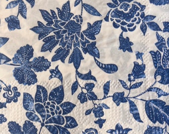 V&A Holly Papierservietten – 20 Stück, 33 Cm, 3-lagig, Bunte Blumen Auf Hellblauem Grund
