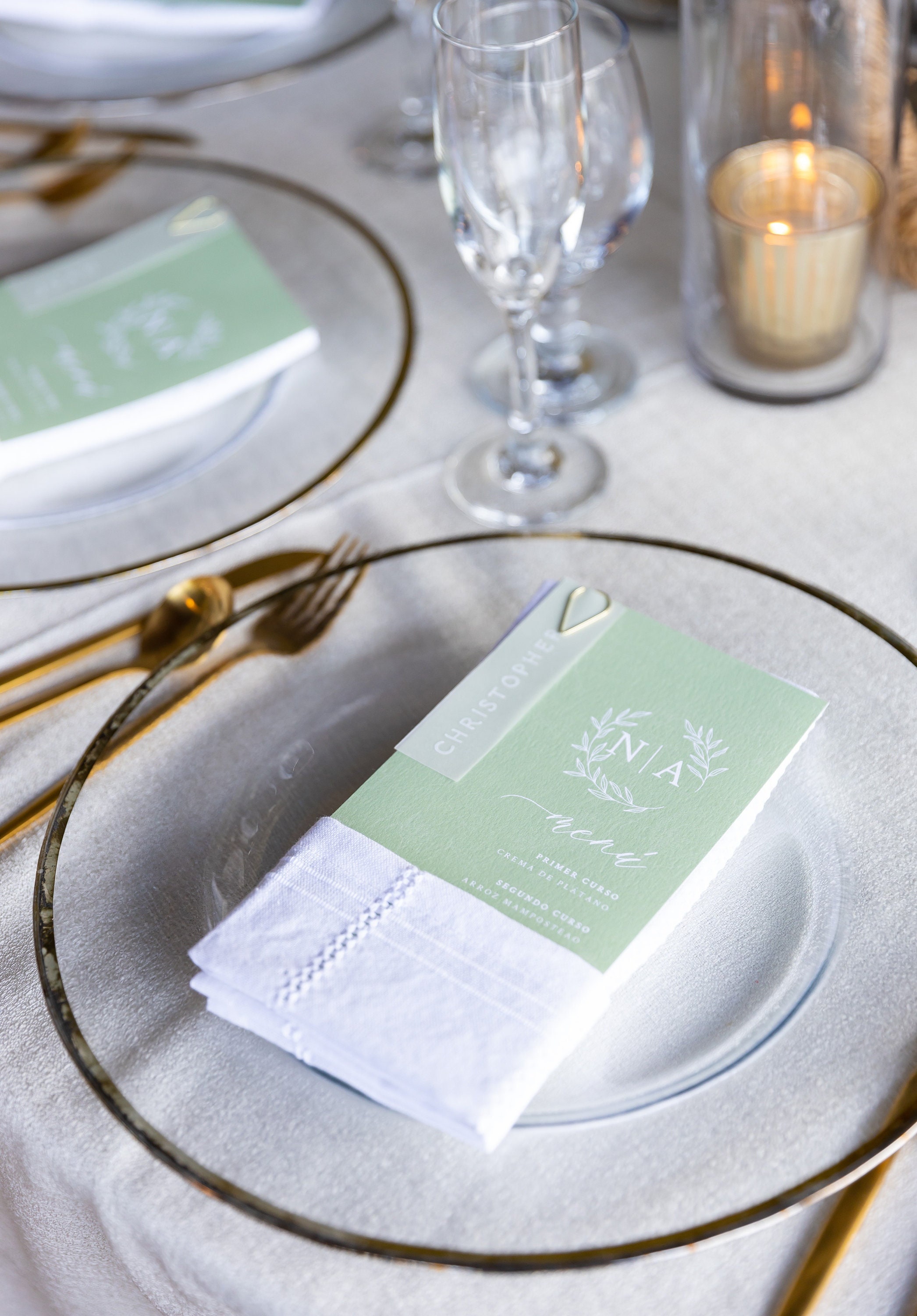 Sage Wedding Menu Template With Monogram Editable, Elegant Wedding Menu